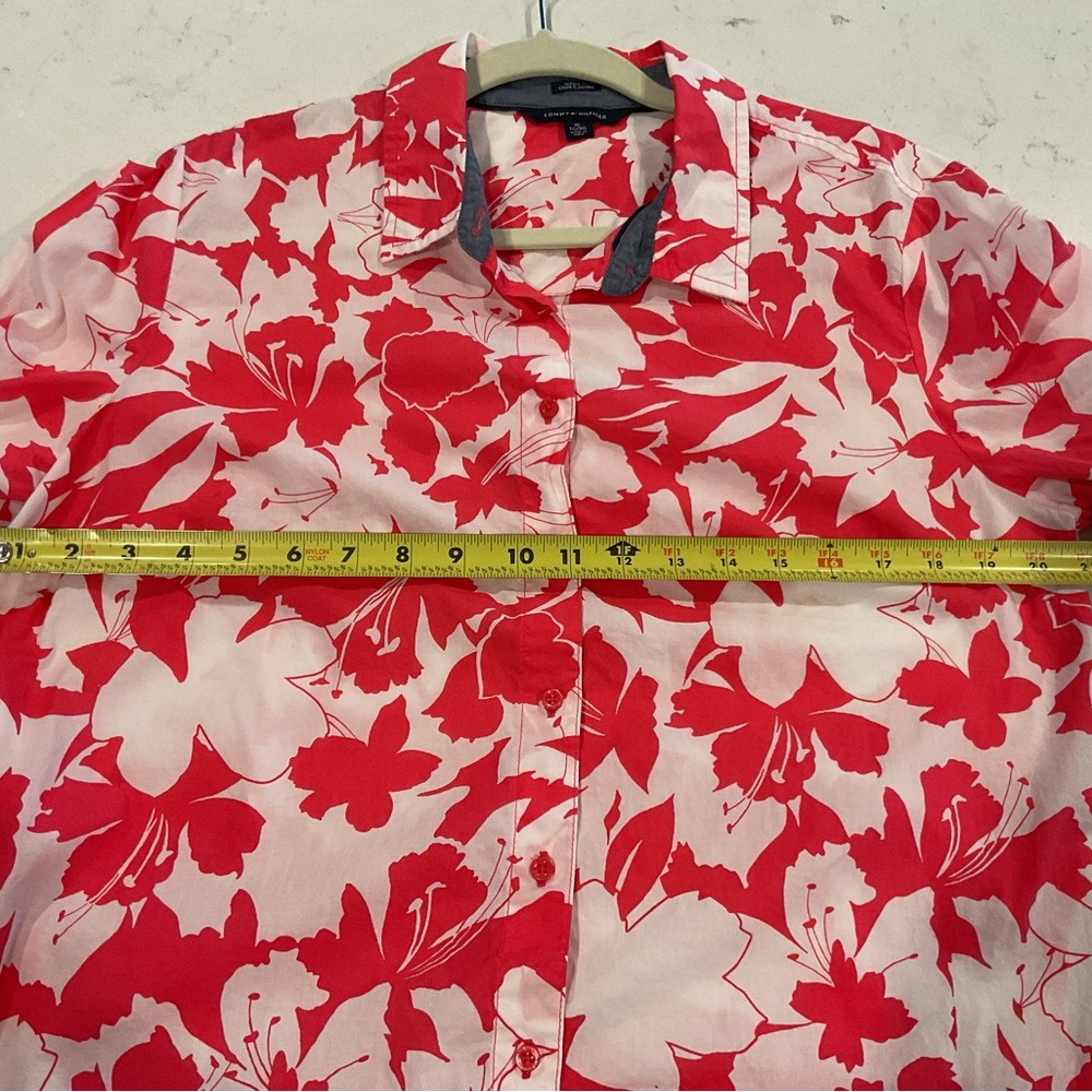 Tommy Hilfiger Bright Pink & White Hawaiian Print Button Blouse Size XL - Picture 7 of 11